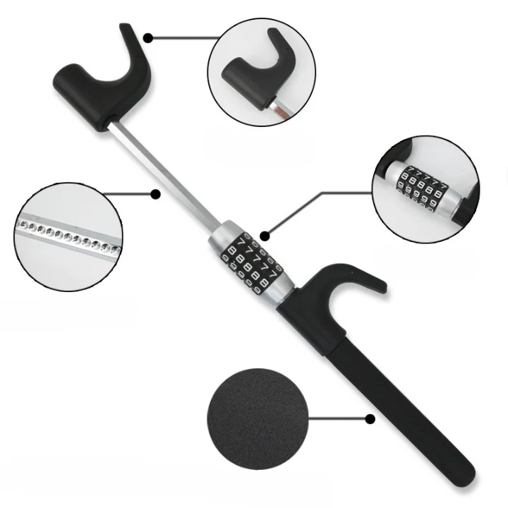 Cheap Car Anti-theft Code Lock Black Alloy Material Universal Steering Wheel Lock