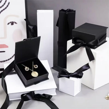 Creative Flap Gift Box Birthday Jewelry Souvenir Gift Box Printed Watch Necklace Stud Earrings Gift Packaging Box Customization