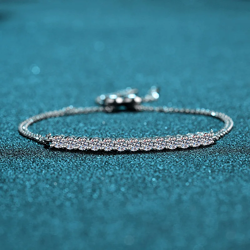 925 Sterling Silver Tennis Bracelet Lab Grown Diamond VVS1 Moissanite  Diamond Adjustable Bracelets Wholesale Fine Jewelry