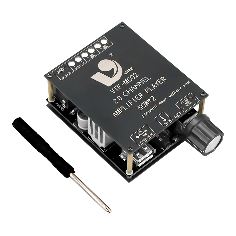 Vire 50w+50w 2.0 Dual Channel Subwoofer Amplifier Board Stereo Bluetooth Digital Power Audio