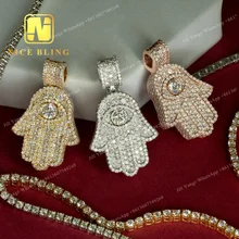 Custom Jewelry Maker Hamsa Hand of Fatima Custom Moissanite Pendant Hip Hop Jewelry Rock Custom Moissanite Pendant