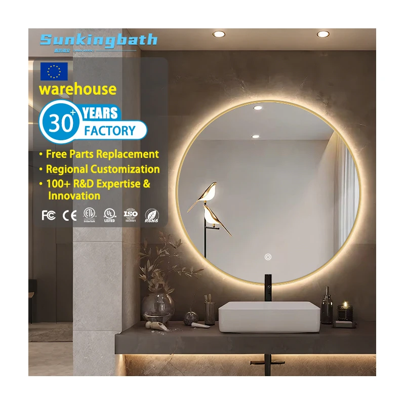 Modern Luxury Furniture Smart Led Bathroom Mirror Anti Fog Frontlit Illuminated Wall Touch Screen Mirrors
