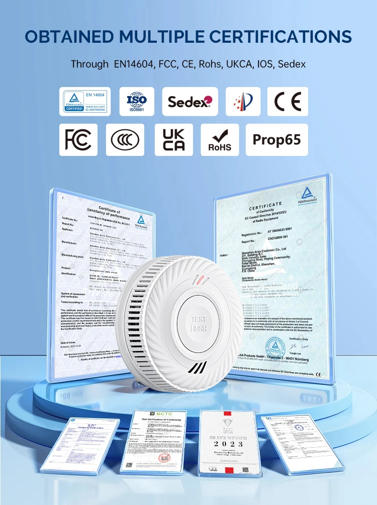 85Db Smart Wifi Smoke Leak Alarm Fire Alarm Sensor Wireless Tuya Intelligent Photoelectric Smoke Detector