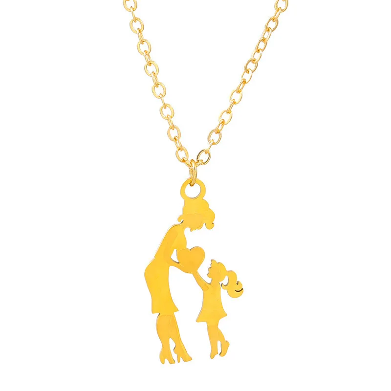 Mom Daughter Family Necklace Stainless Steel Chain Children Kid Silver Color Pendant Necklaces Jewelry Women Mother's Day Gift