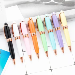 Macaron Color Series Metal Sports Design Ballpoint Pen Rotating Tip Short Portable Pocket Pen Office Student Writing Wholesale