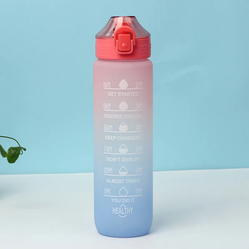 32oz Motivational Water Bottle with Time Marker - BPA Free Leakproof ...
