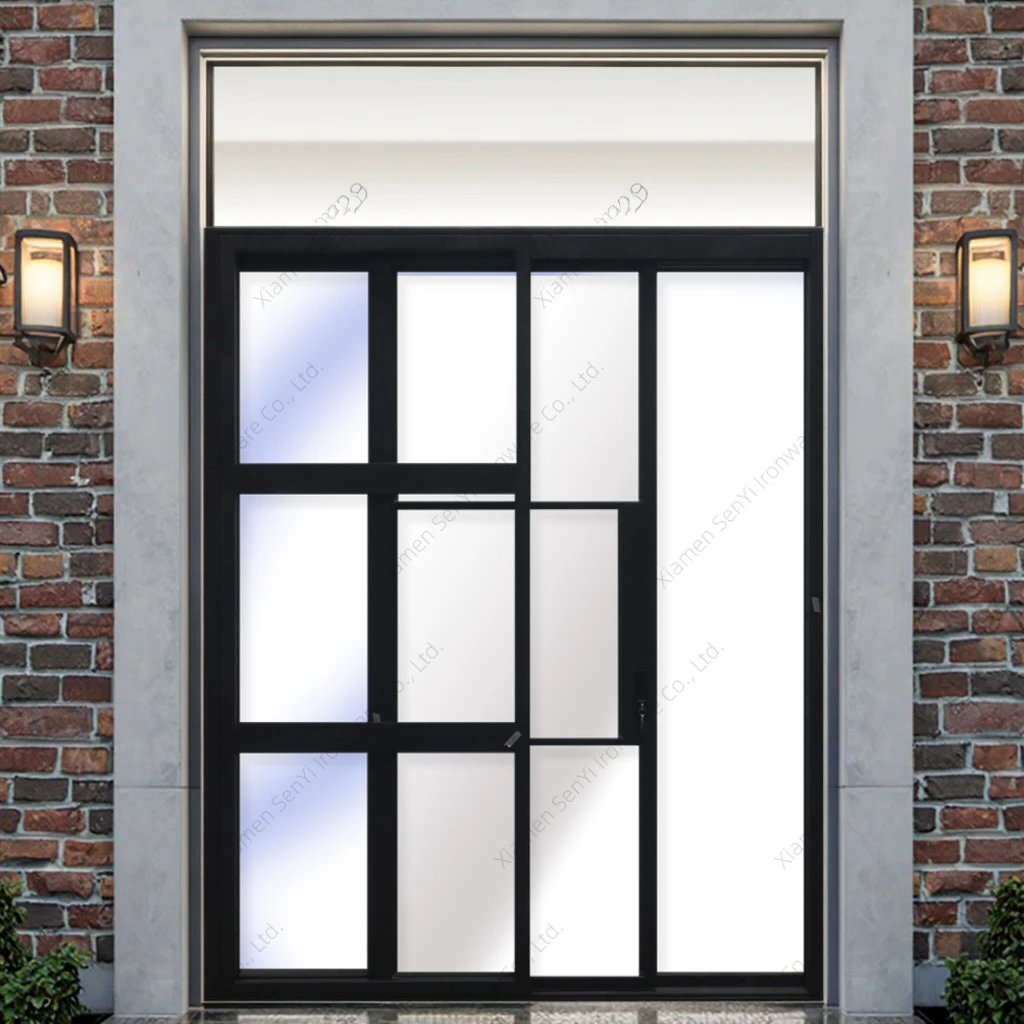 Modern French Ghost Door Sliding Door Wrought Iron Door with Finished Surface Durable and Waterproof for Entry details