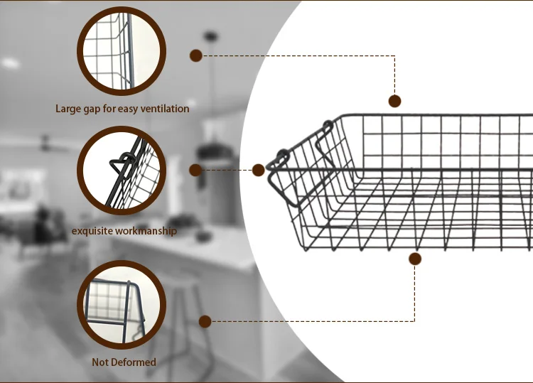 Kitchen Accessories Basket Iron Wire Metal Kitchen Storage And