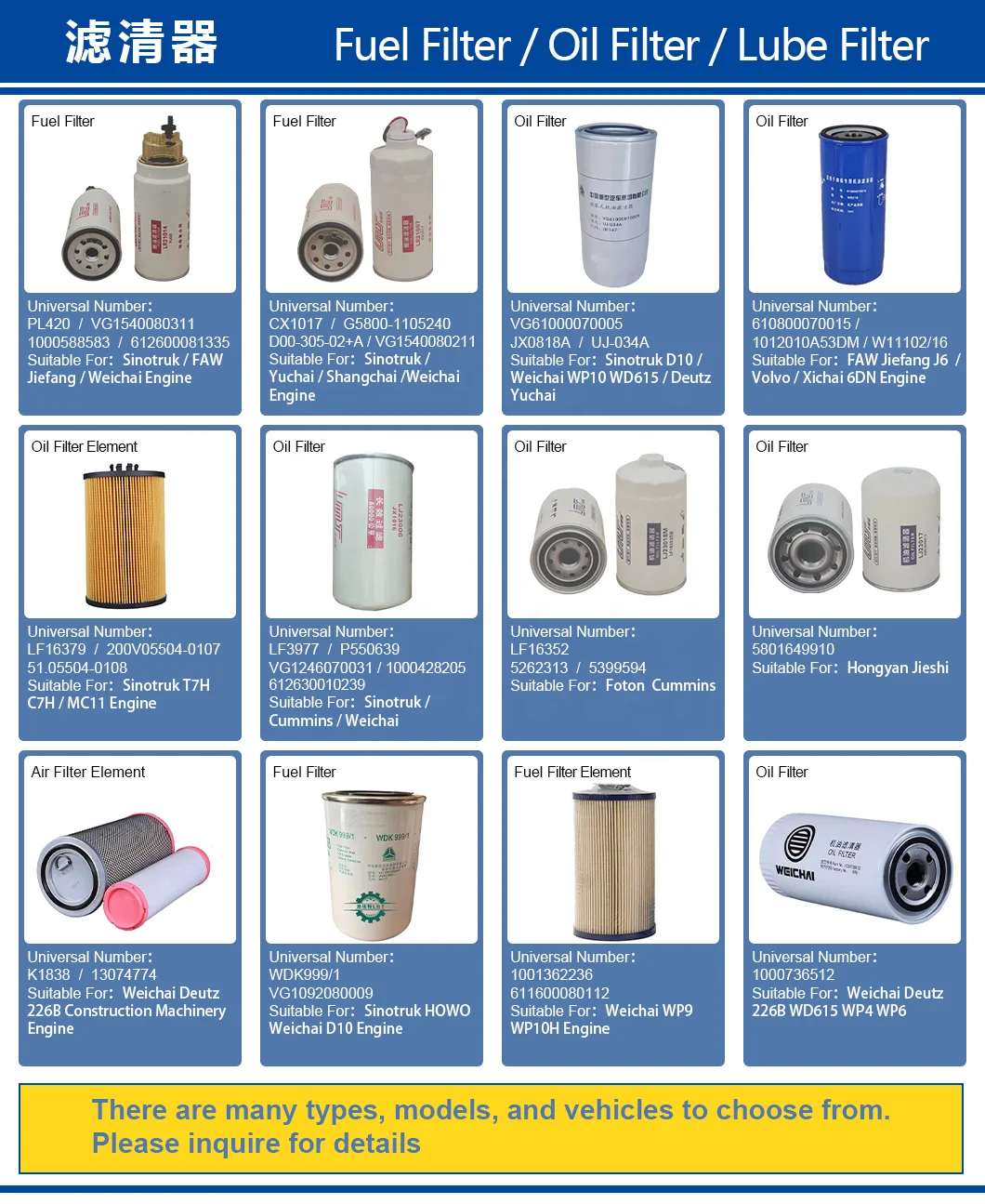 Fuel Filter Element S2340-11690 Suitable for Hino Truck High