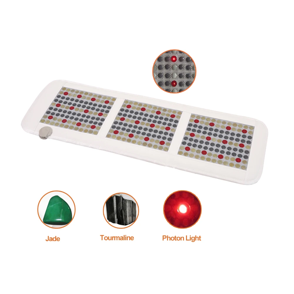 POP RELAX Photon Jade Tourmaline Mattress Price Led Light Mat PEMF VLF FIR Thermal Massage MAT Infrared Heating Pads