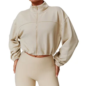 New Arrival Women's Long Sleeve Yoga Sports Jacket Breathable Gym Outfits with Shrink Rope Workout Coats Slim Fit Design