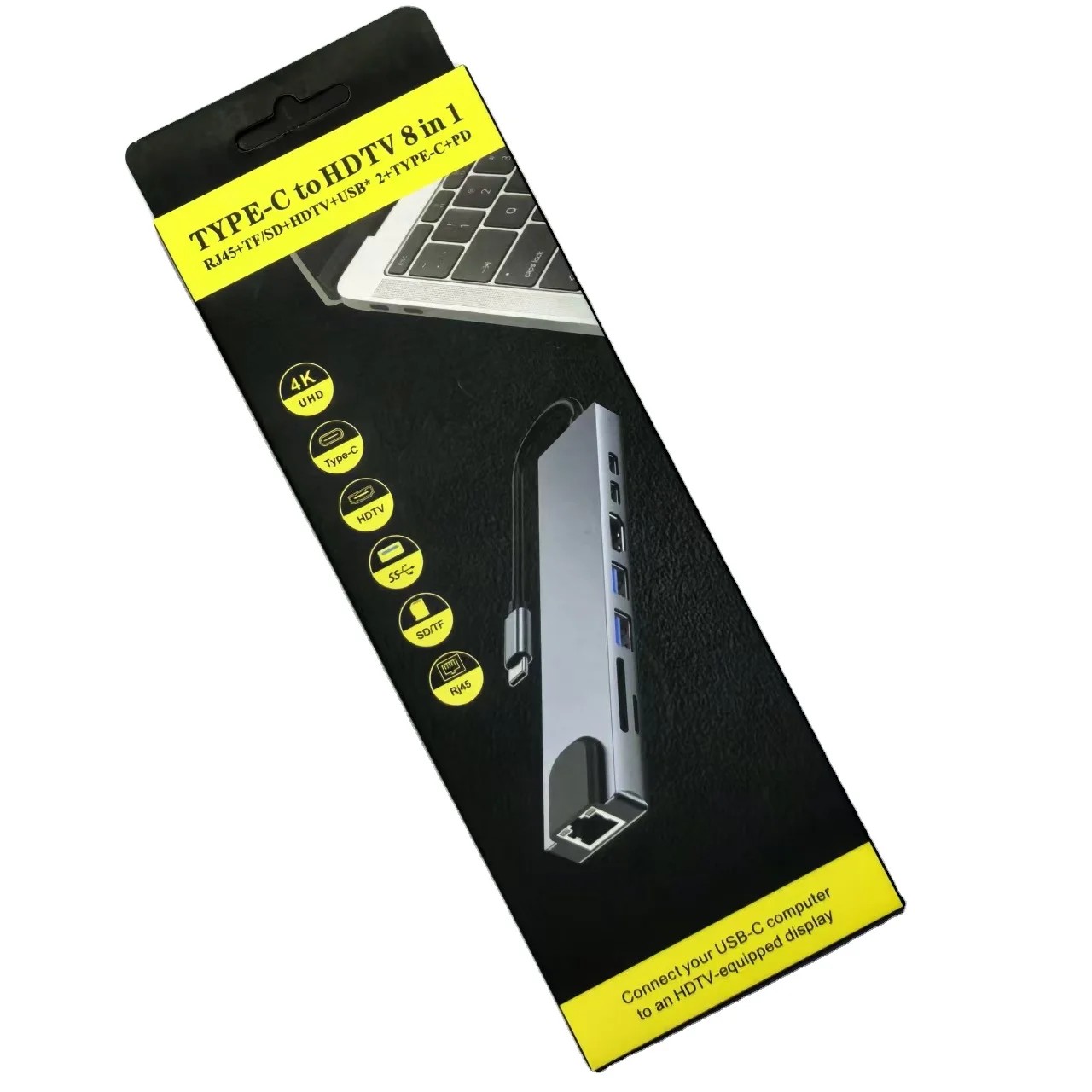 8 in 1 Type-C Hub with RJ45 LAN USB-C to HDTV SD/TF USB 3.0 & PD Docking Station Stock Available