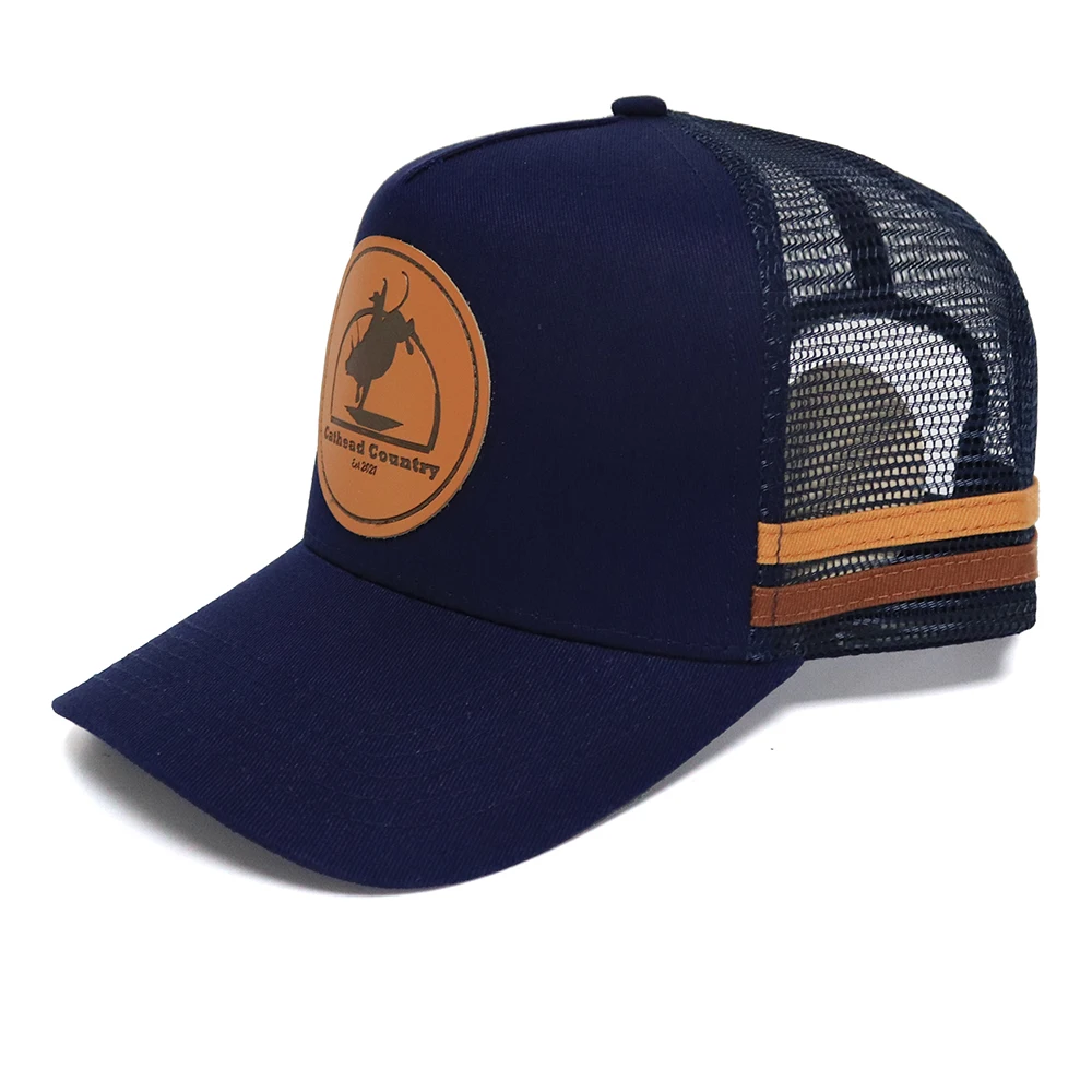 Mens Navy Color Mesh Trucker Hat Outdoor Adjustable Baseball Cap Custom ...