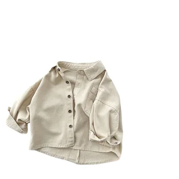Children's Retro Korean-style Shirts for Boys and Girls 2025 Versatile Cardigan Jackets Trendy Children's Clothing