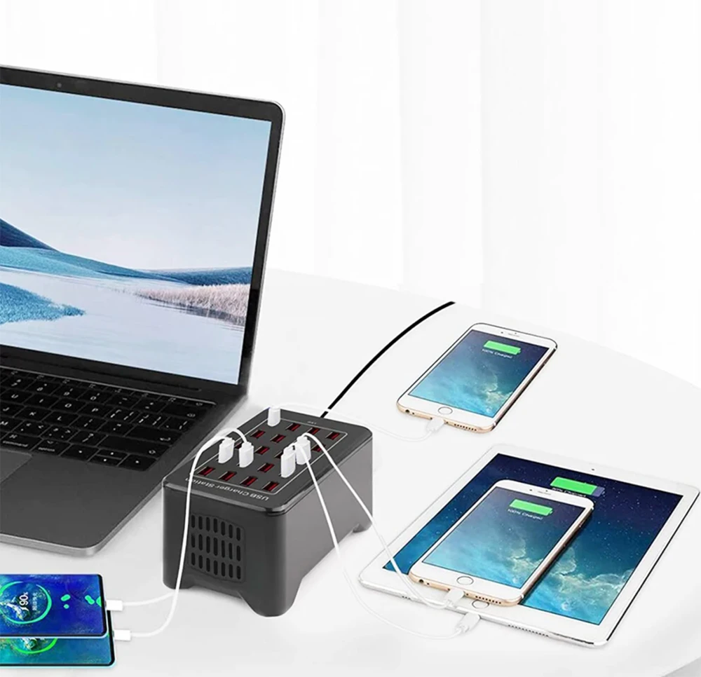 Carregador de alta potência com 30 portas USB 150W, adaptador de carregamento super rápido, multi hub USB, estação de carregamento para smartphone de mesa 150W