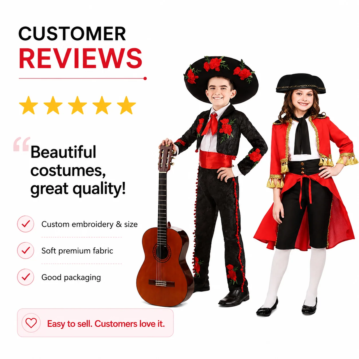 Baige Kids Traditional Mexican Mariachi Amigo Costume Boys Charro Suit Girls Carnival Halloween Performance Outfit