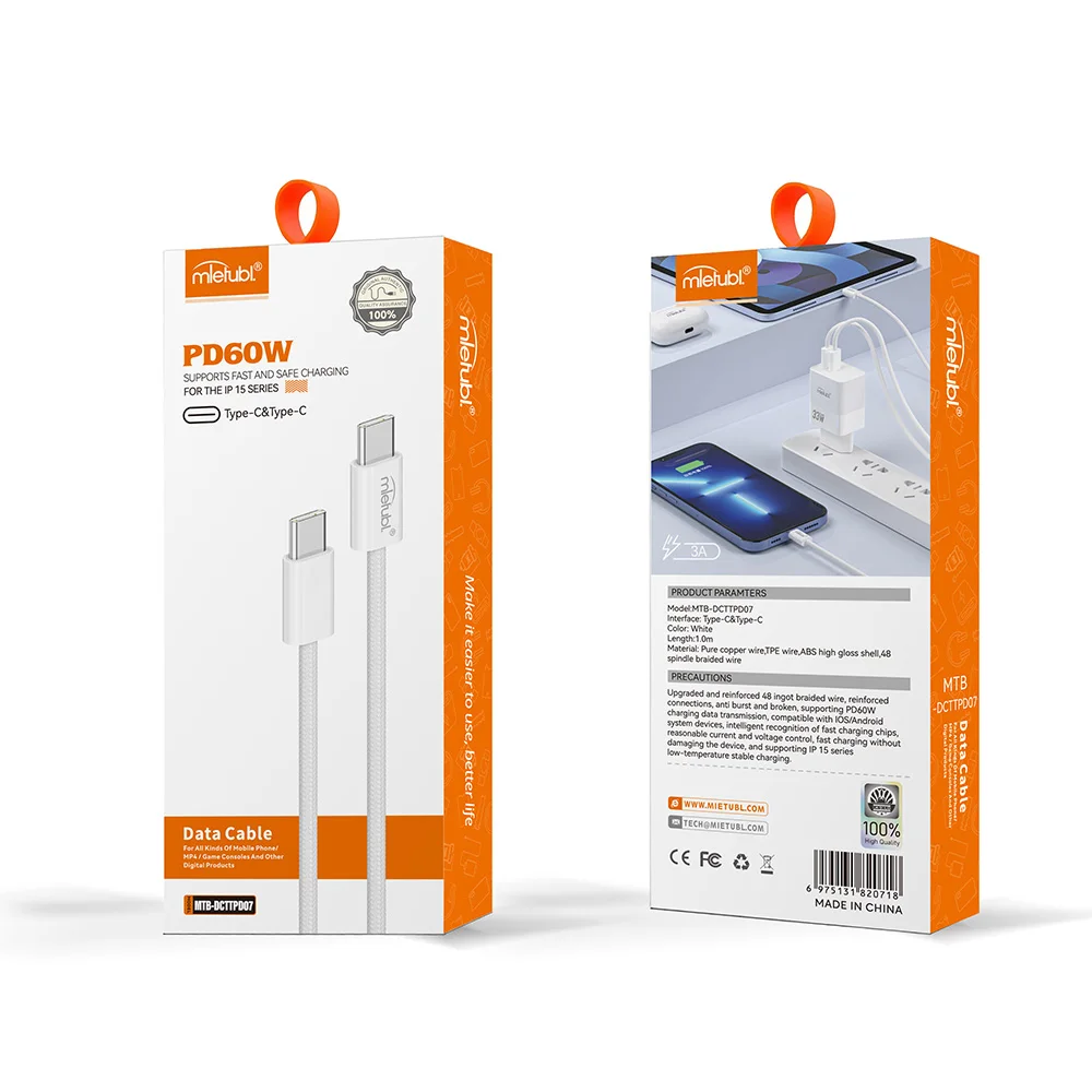 Mietubl 2023 new hot sale  PD 60W fast charging data cable type-c to type-c  for iPhone 15 for SUMSANG