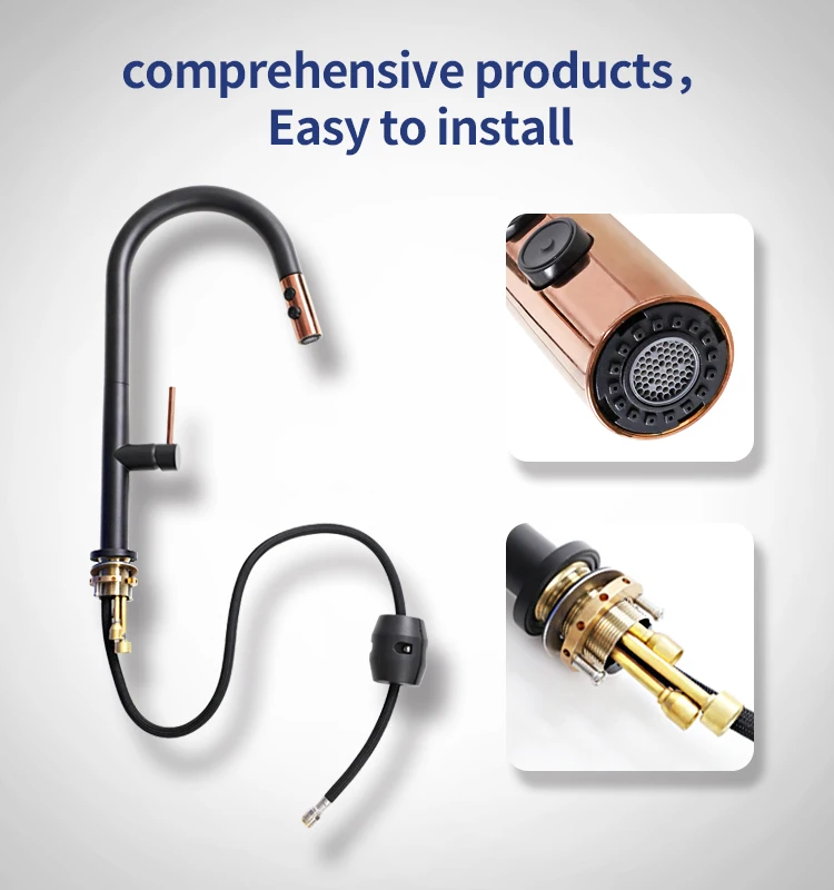 2021 Chinese kitchen faucets stainless steel matte black kitchen faucet with pull out spout