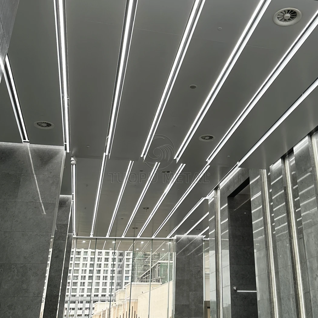Hook-on Metal False Ceiling Tile Suspended Aluminum Stretch Ceiling Strip Panel