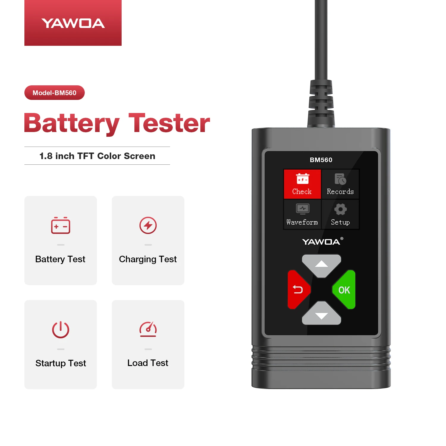 12V Battery Auto Diagnostic Tester Cranking Start 100-2000CCA Analyzer Scan Tool 