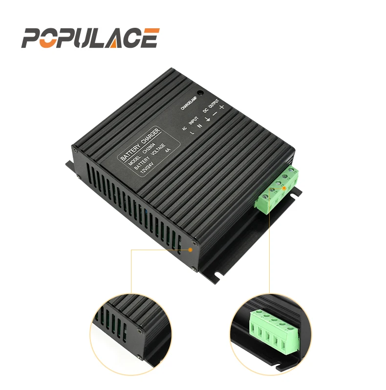 POPULACE 12v 24v 4a/6a/10a Generator Automatic Battery Trickle Charger Genset Battery Charger 12v 24v 4a Ch2804 manufacture