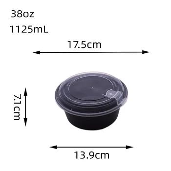 38oz Plastic Microwavable Food Containers with snap on Round stylish Thickened Lunch Box with Lid