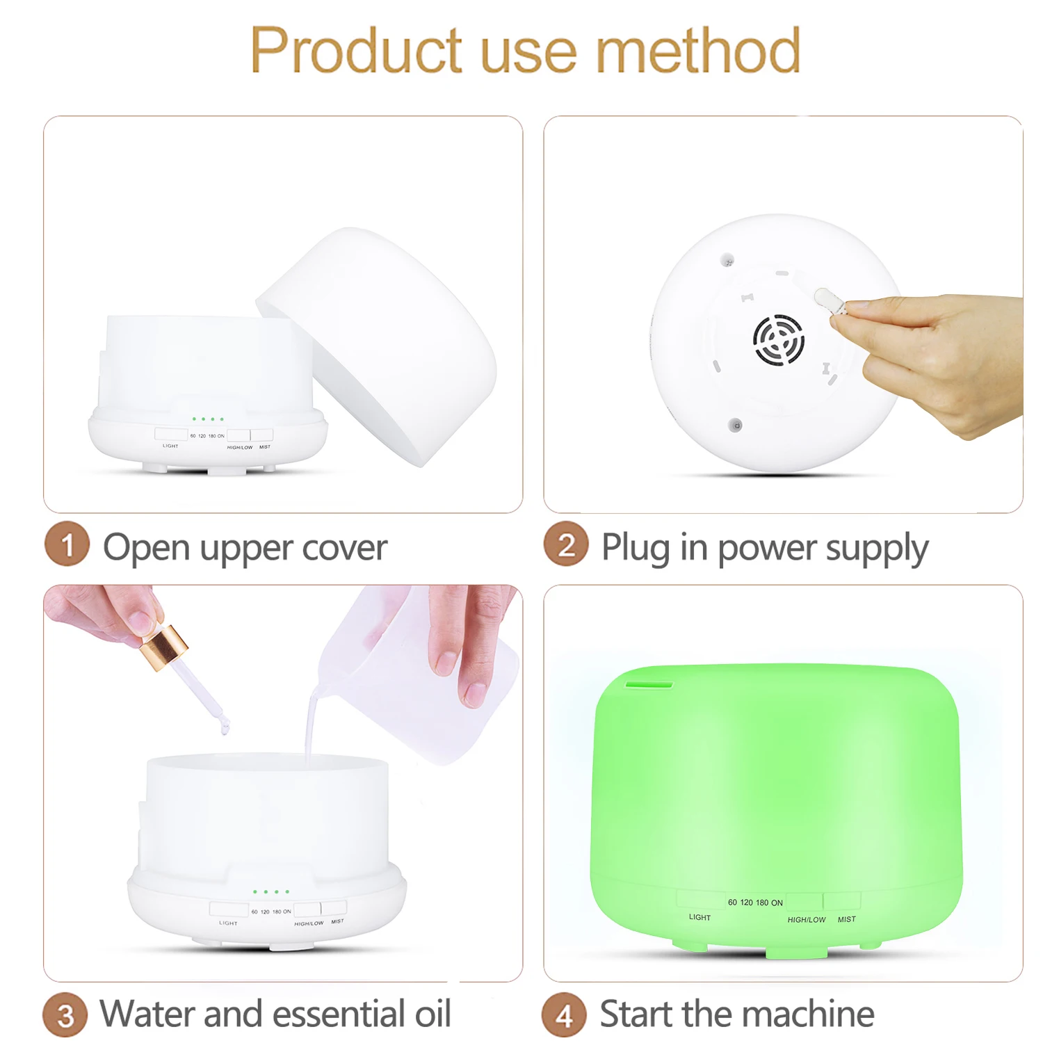 Newest 500ml Electric Aromatherapy Purifier Essential Oil Wood Aromatic 7 Led Color Air Humidifier Aroma Diffuser