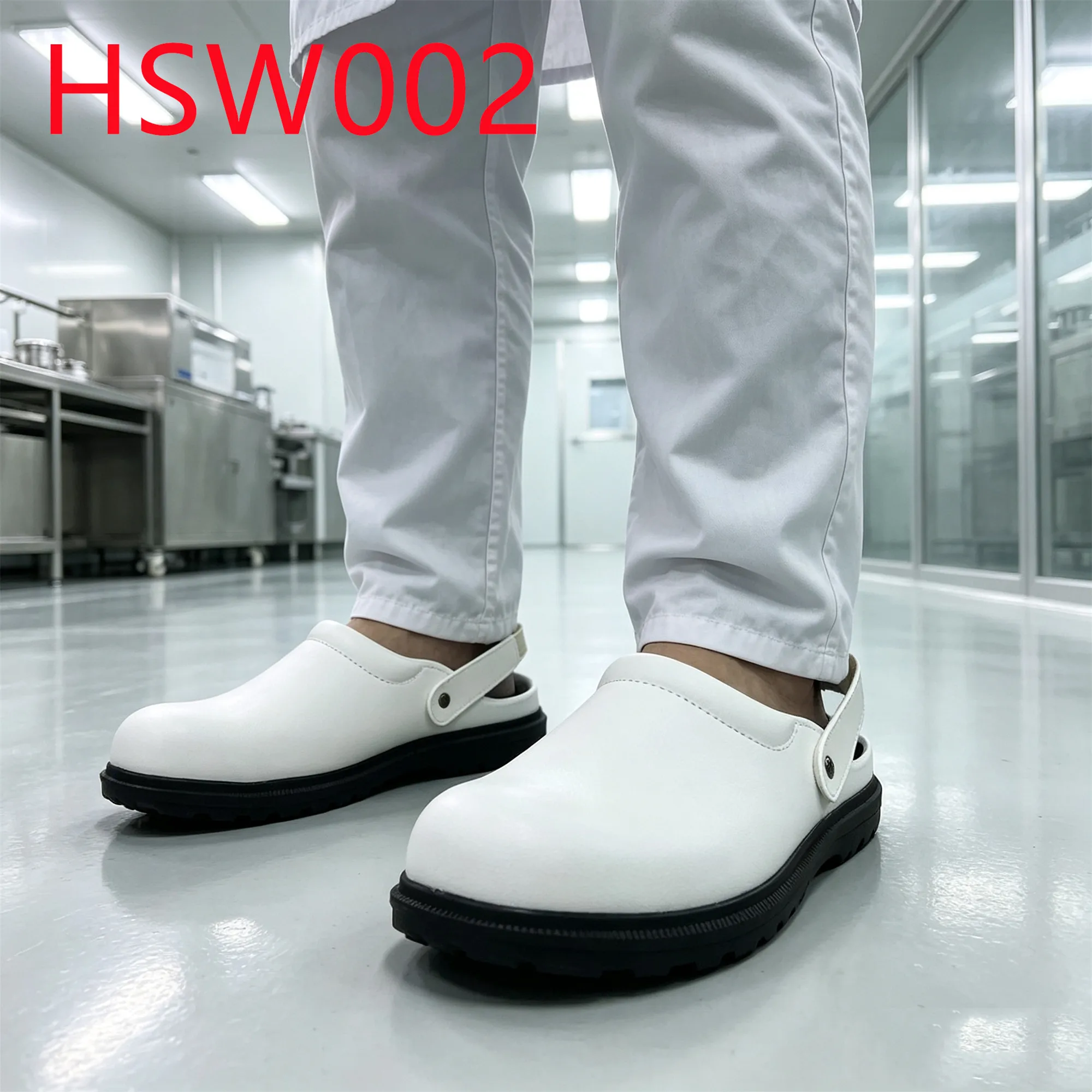 HY,Sterile Production Adjustable Belt Design White Safety slippers Hospital Ward Fatigue-proof Hua Singh Work Clogs HSW002