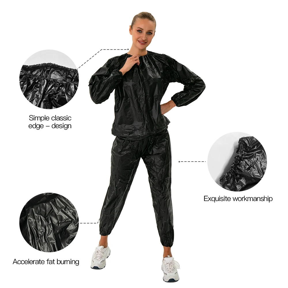 Women and Men's PVC Neoprene Sauna Suit for Home Gym Workout Exercise Sauna Jacket and Pants