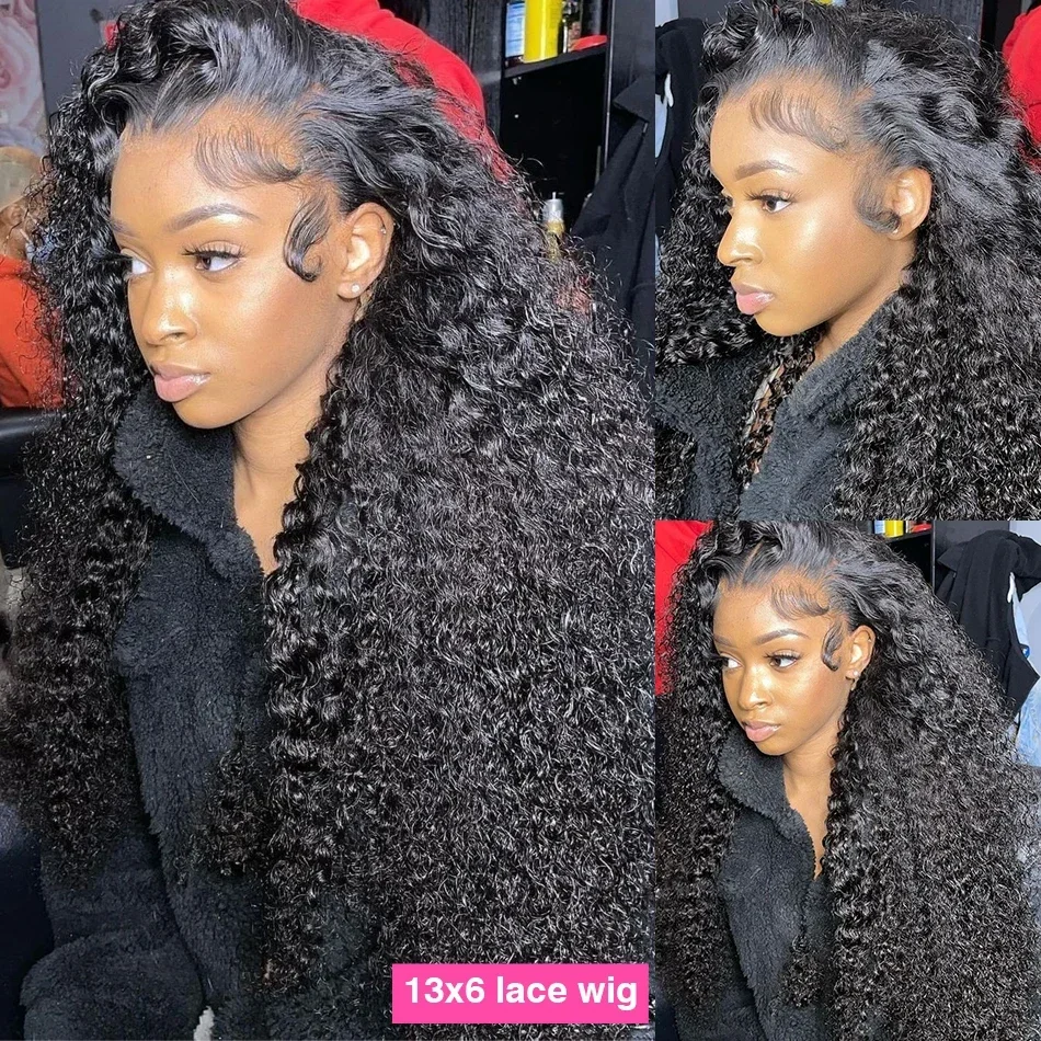 250 Densitet Lockigt HD Transparent Lace Frontal Peruk Brasiliansk Remy Vatten Djupt Vågigt Äkta Hår Peruker För Kvinnor_voghion.com