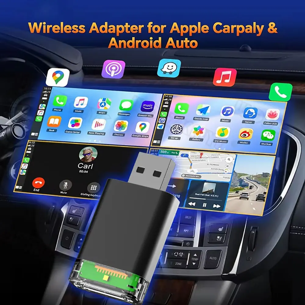 Laudtec Zjq19 2-In-1 Wireless Adapter Plug And Play Fast Transmission Carplay Mini Dongle Usb Universal For Android Apple 2In1 factory