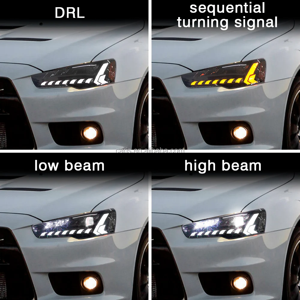 Faro Led con animación de arranque, nuevo estilo arcaico, para faros delanteros HC Motion Lancer 2008-2017 (disponible en EE. UU.)