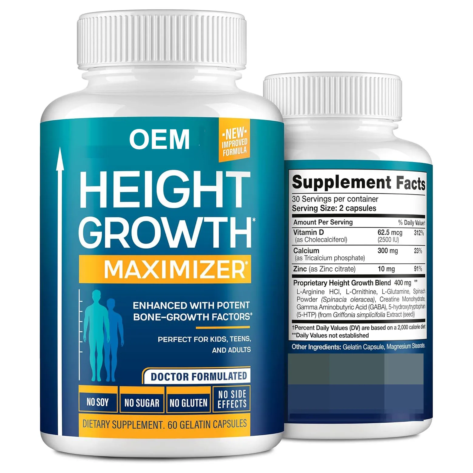 Oem Height Growth Maximizer Capsules With Calcium For Bone Strength ...