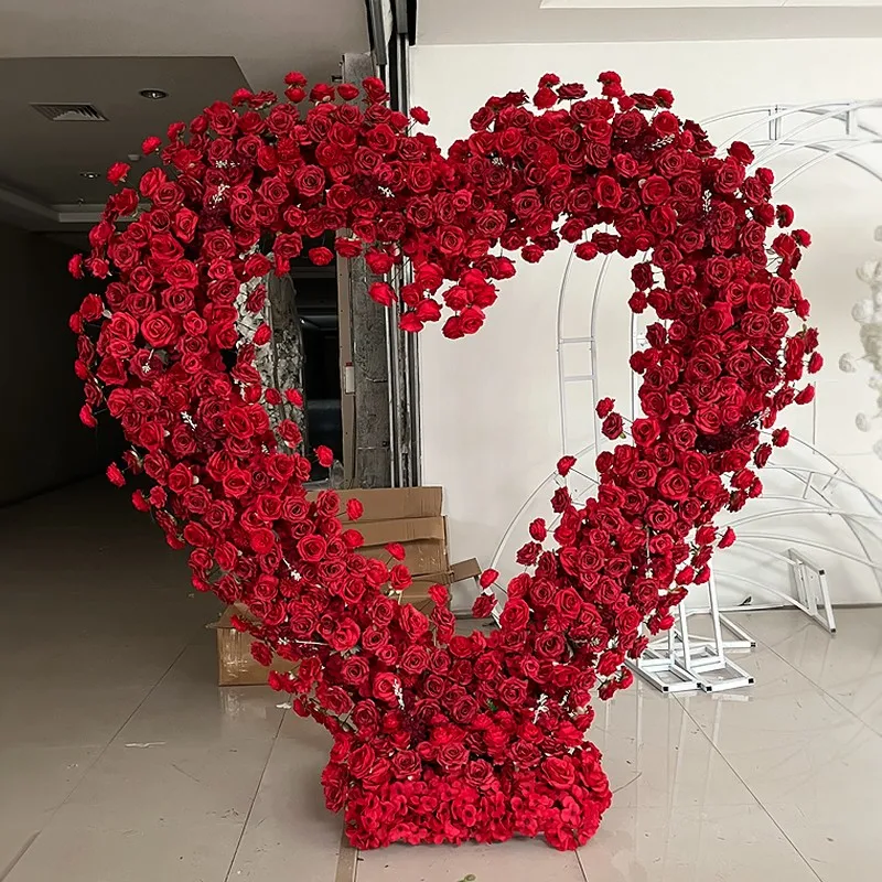 Giant Wedding Flowers Arch Heart Shape Arch Artificial Flowers For ...