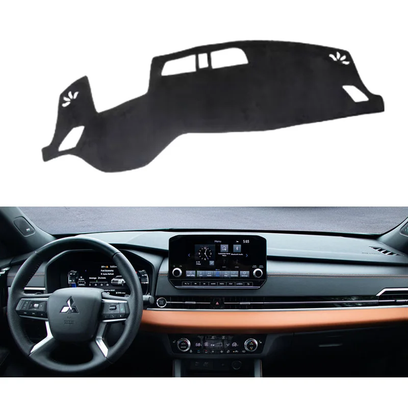 Dashboard Cover For Mitsubishi Outlander 2022-2025 Accessories, Instrument Panel Mat, Front Skid Pad, Light-Proof Sunscreen Mat, Center Console Dash Panel Cover Anti-Slip Pad (Without HUD_Grey