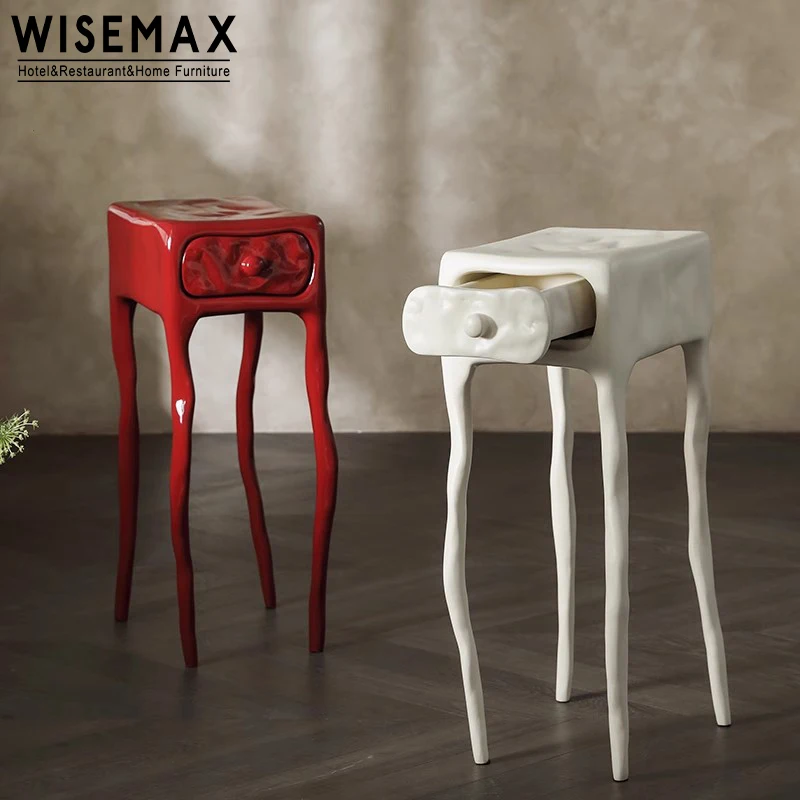 WISEMAX мебель для дома гостиной изделия из стекловолокна туманно-красный столик с выдвижным ящиком Декор ночная подставка