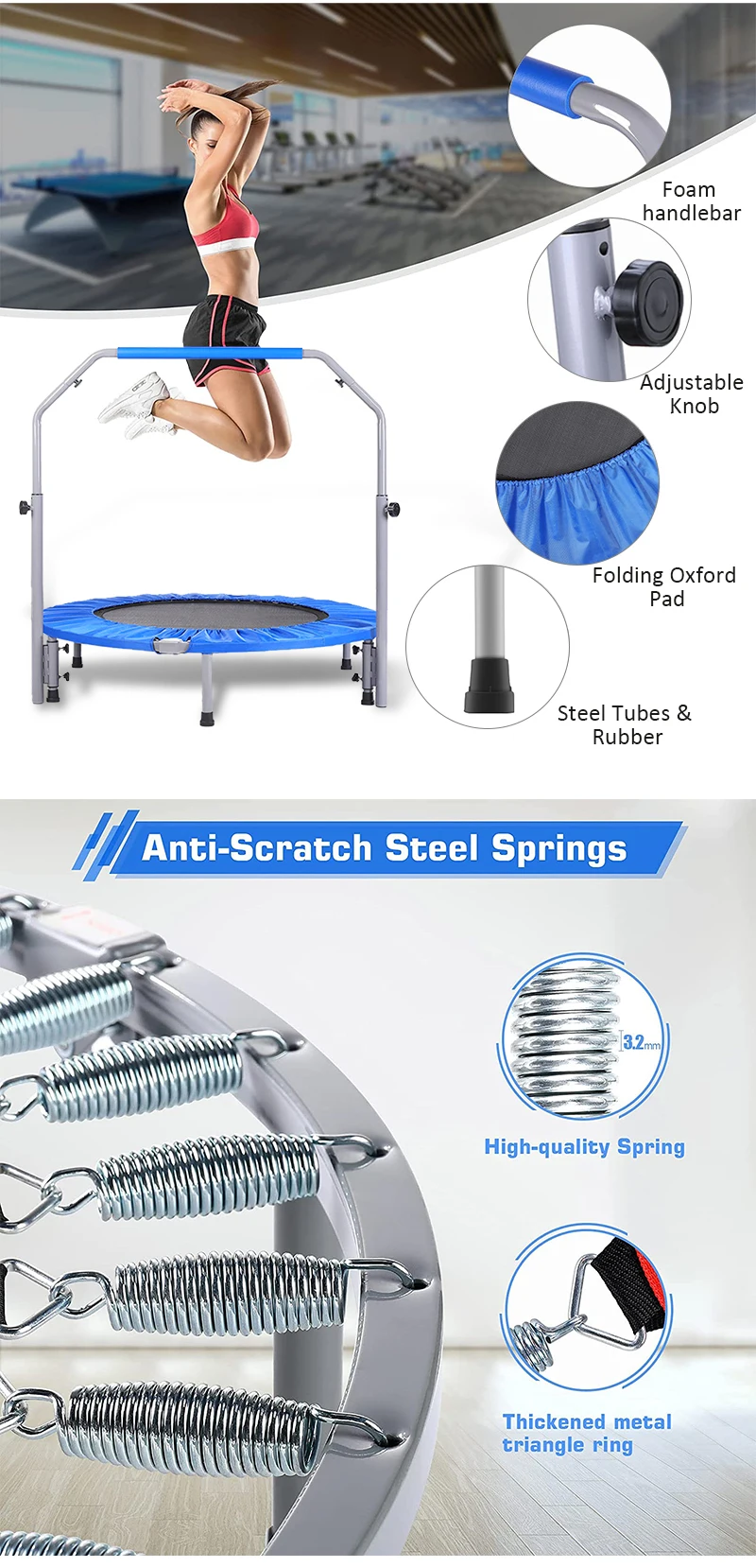 Foldable Jumping Bed Trampoline Rebounder Trampoline Mat 40 Inch Mini