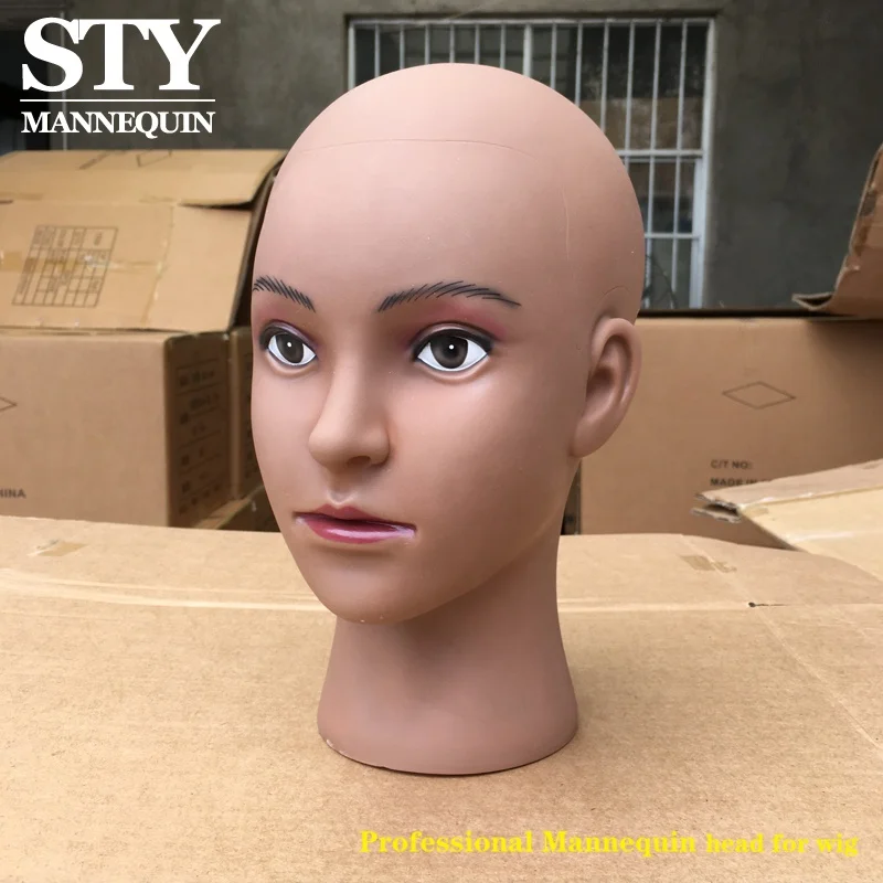 Model Head Woman Dummy Head Mannequin With Wig Bracket Hat Scarf