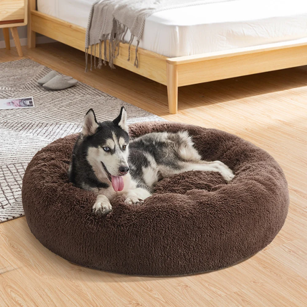 OEM & ODM warm fluffy soft plush xl xxl big heavy duty extra large washable round donut dog bed for large dogs