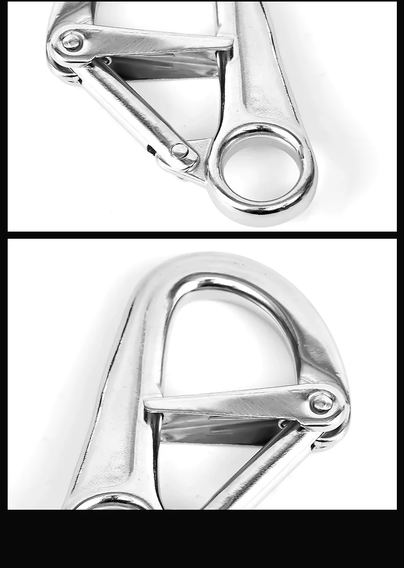 Stainless Steel 304/316 Metal Carabiner Safety Release Pressure Spring Rope Dual Lock Hook Spring Ring Clasps Double Safety Hook