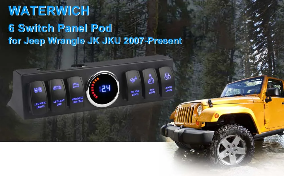 6 Gang Rocker Switch Panel Control System For Jeep Wrangler Jk & Jku 2007-2018  With Blue Backlight Control Pod And Relay Box - Buy 6 Gang Jeep Aux  Switches Panel,Switch Panel Control,6