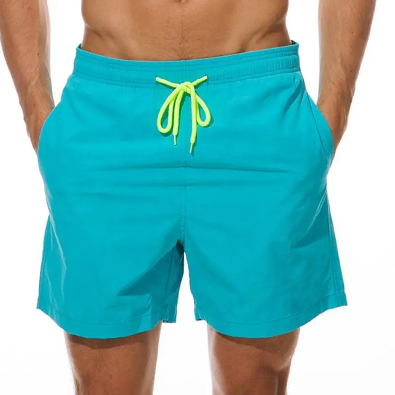 2022 Custom wholesale Summer Elastic Waist Mens Running 100% Polyester Solid color drawstring Swim Mesh Beach Shorts230_voghion.com