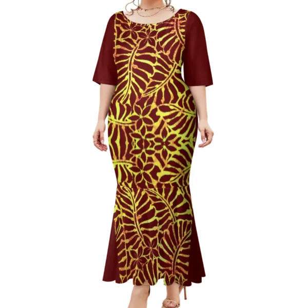 Factory Price Custom Long Fishtail Dress Polynesian Samoan Tribal ...