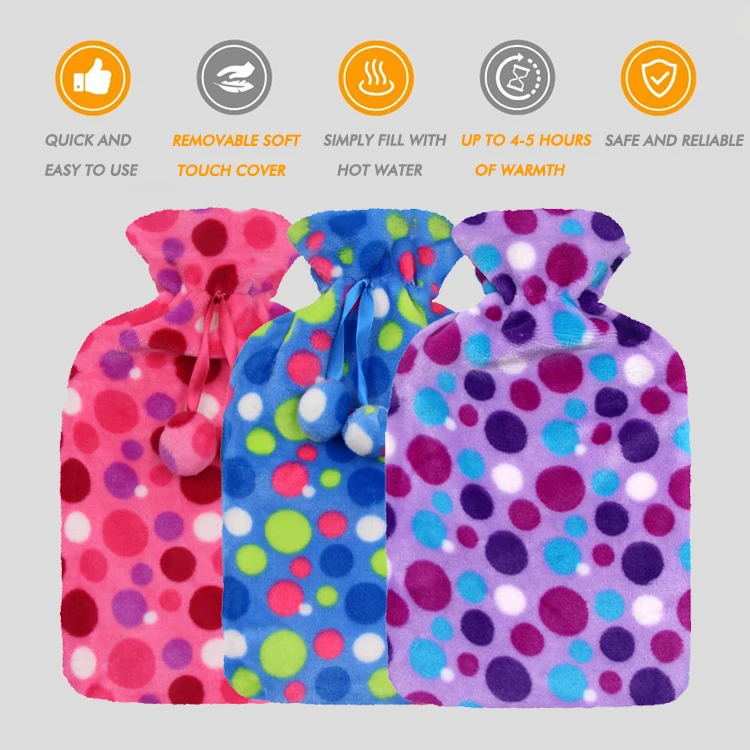 new design winter hot and cold water bottle foot hand warmer fleece cover and hot bag for pain relief