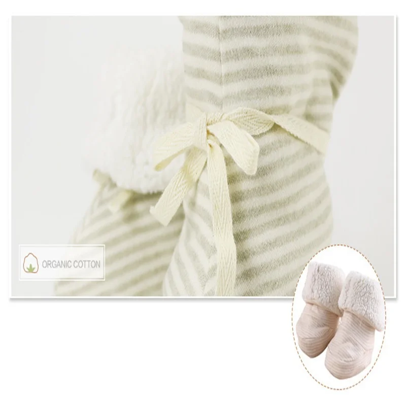 Детские ботинки из органического хлопка, носки для новорожденных, мягкая зимняя обувь для малышей