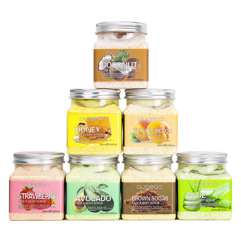 Новое поступление, баночки 350 мл, скраб для тела собственного бренда, быстрая доставка, уход за кожей, отшелушивающий органический отбеливающий фирменный скраб для лица и тела
