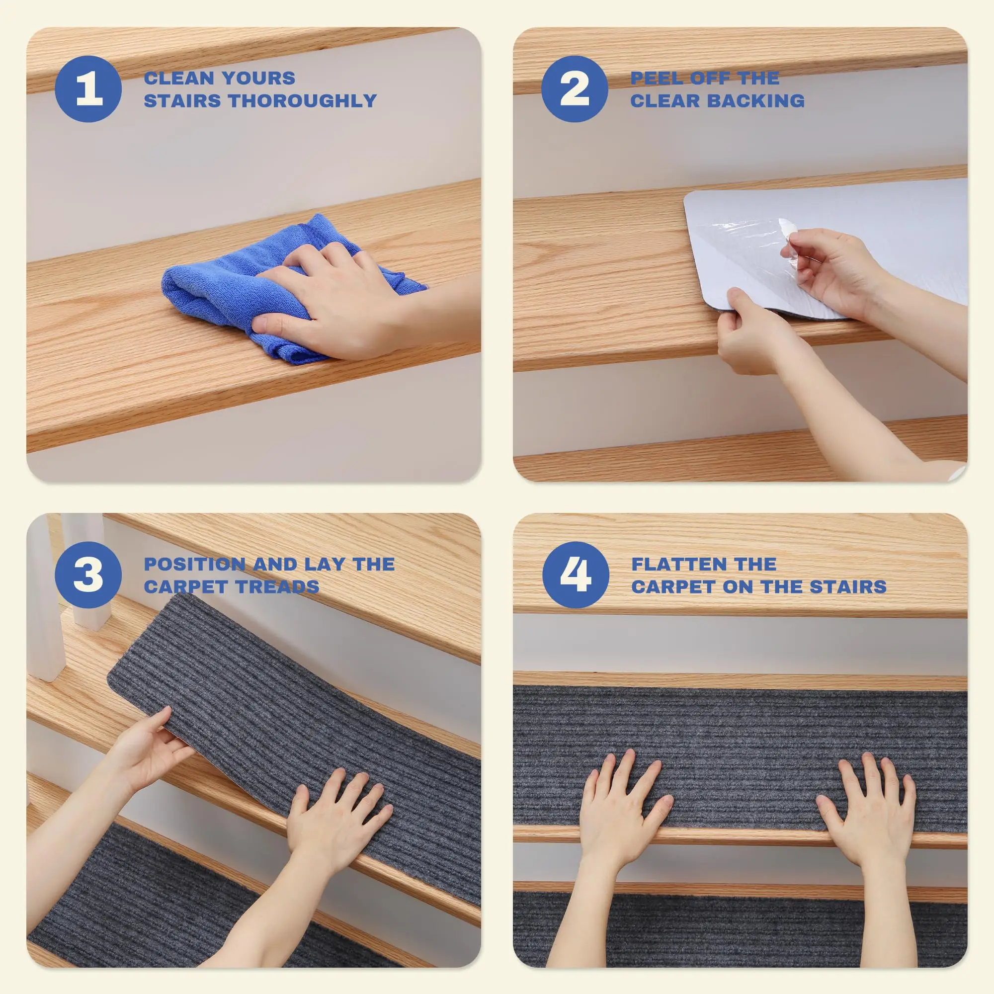 thumbnail image 2 of BEQHAUSE Stair Treads Non Slip Washable Stair Treads For Wooden Steps Indoor 2 of 13