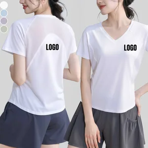 Wholesale Quick Drying Breathable Mesh Yoga T-Shirt Outdoor Running Training Moisture Wicking Short-Sleeved Loose-Fit Gym Shirts