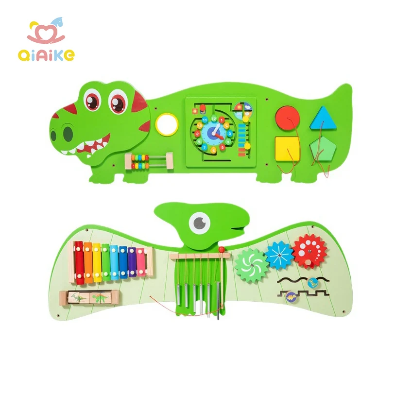 Custom Montessori Sensory Toys Dinosaur Activity Wall Busy Board Panels for Toddler Learning Activity Center