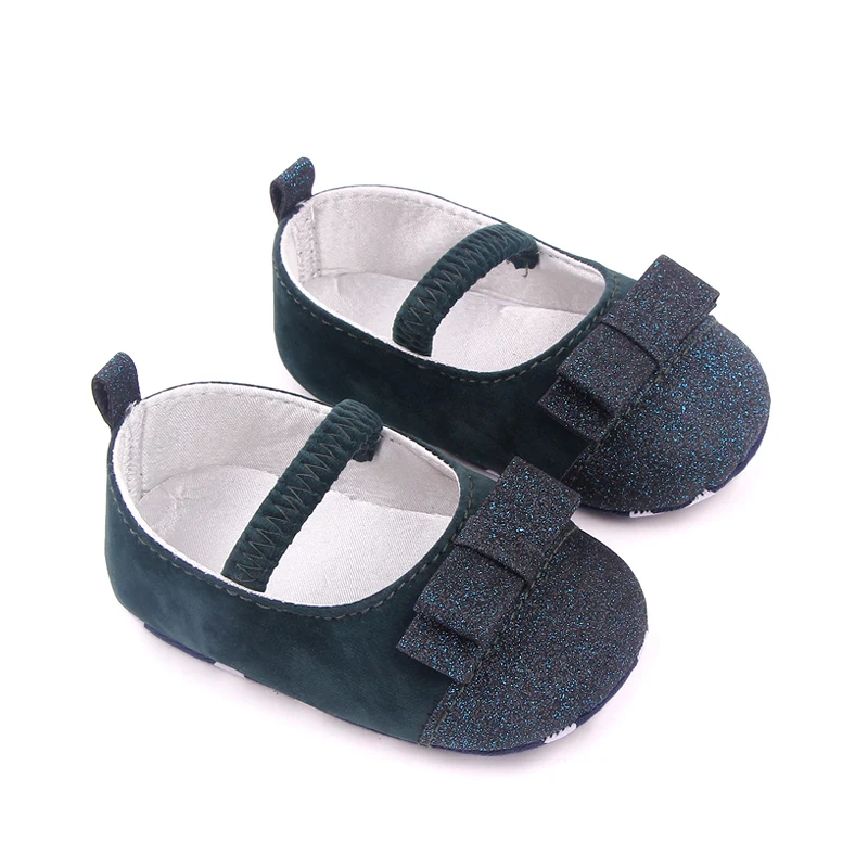 New Arrival Bling Glitter PU Material Soft Sole Baby Newborn Infant Girl Shoes details